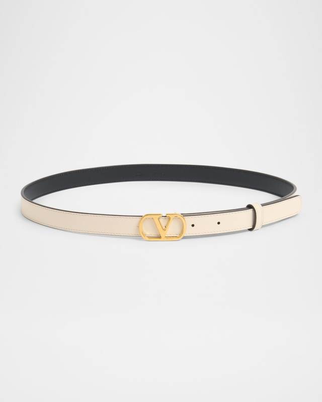 VLOGO Signature Leather Skinny Belt